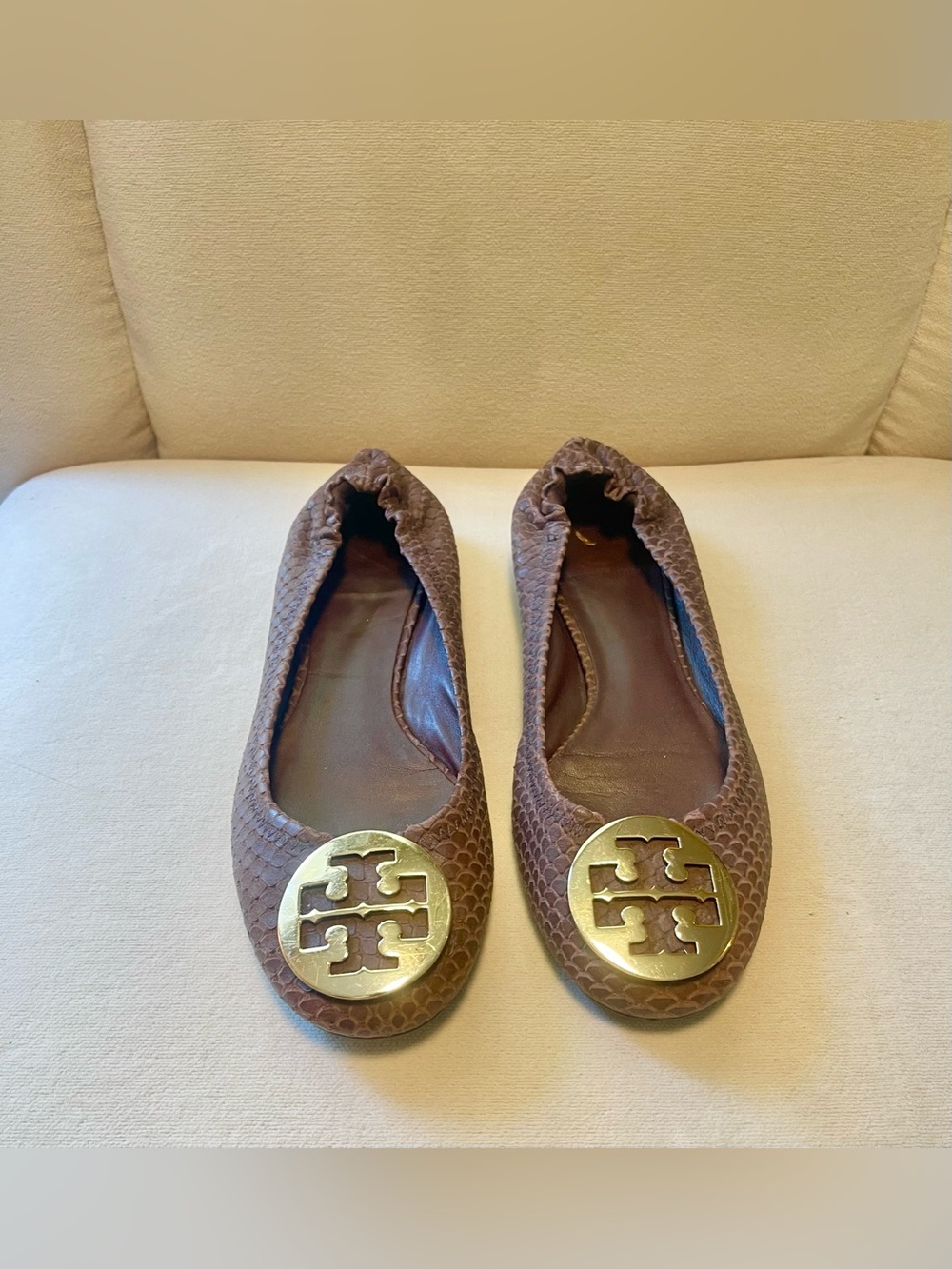 Tory Burch Reva Snakeskin Ballet Flat Size 8.5